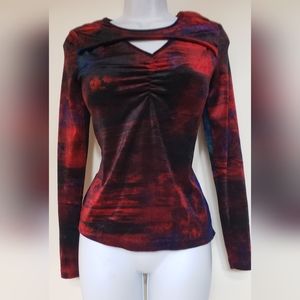 Lynn Ritchie Red & Blue Velvet Top EXCELLENT Size XS 2